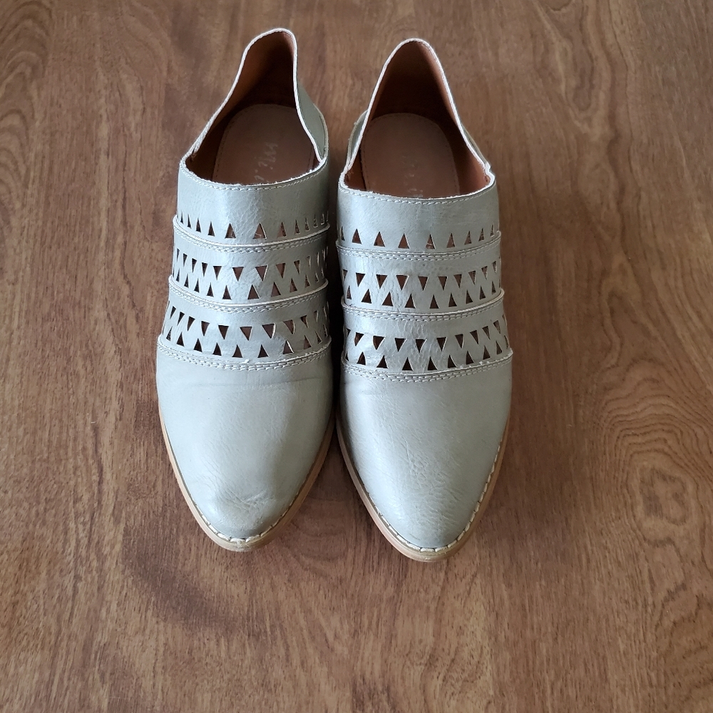 Perforated Genuine leather ankle booties